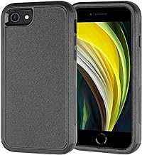 Heavy Duty Case for iPhone SE 2022 (3rd Gen), iPhone SE 2020 (2nd gen) Case, 3 in 1 [Shockproof] [Dropproof] Support Wireless Charging with Non-Slip Apple iPhone Case 4.7 Inch Black