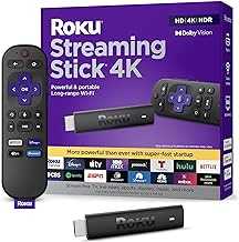 Streaming Stick 4K | Portable Roku Streaming Device 4K/HDR/Dolby Vision, Roku Voice Remote, Free & Live TV