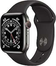 Apple Watch Series 6 (GPS + Cellular, 40mm) - Graphite Stainless Steel Case with Black Sport Band (Renewed)