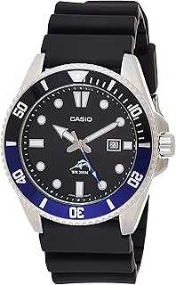 Men's Stainless Steel Quartz Sport Watch with Resin Strap, Black, 26 (Model: MDV106B-1A1V)