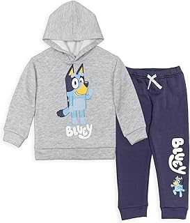 Bluey Fleece Pullover Hoodie and Pants Outfit Set Toddler to Little Kid Sizes (2T - 7-8)