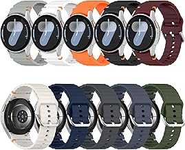 10 Pack No Gap Silicone Sport Bands Compatible for Samsung Galaxy Watch 7/FE/6/5/4 40mm 44mm/Watch 6 Classic 43mm 47mm/Watch 5 Pro 45mm/Watch 4 Classic, Sporty Corrugated Strap Men Women