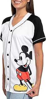 Mickey Mouse Stitch Jack Skellington Womans Jersey Shirt Button Front