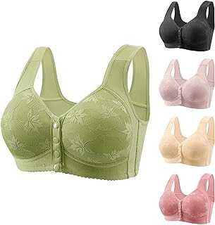 Daisy Bras for Older Women,Wireless Front Closure Push Up Bras Plus Size Full Coverage Comfortable Everyday Bra 2024