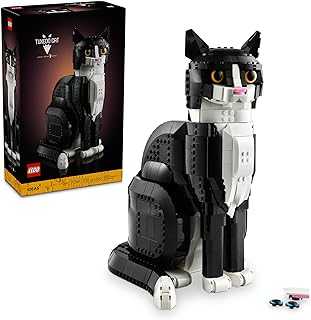 Ideas Tuxedo Cat, Home Décor, Cat Gift Idea for Animal-Lovers, Cat Lover Gifts, Collectible Model, Creative Activity, Building Set for Adults, 21349