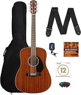 CD-60S Solid Top Dreadnought Acoustic Guitar - All Mahogany Bundle with Gig Bag, Tuner, Strap, Strings, Picks, and Austin Bazaar Instructional DVD