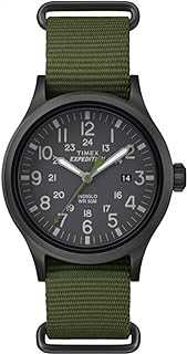 Men's Expedition Scout 40mm Watch – Black Case Black Dial with Green Fabric Strap