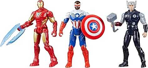 Avengers Epic Hero Series Team-Up Gift Pack, 4-Inch-Scale (10cm) Captain America, Thor, Iron Man Action Figures, Toys for Kids Ages 4 and Up