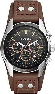 Men's Coachman Quartz Stainless Steel and Leather Chronograph Watch, Color: Silver, Brown (Model: CH2891)