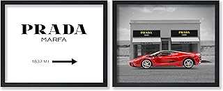 2-Piece Prada Poster - Fashion Print - Prada Sign Art - Luxury Car Art Gift for Car Enthusiast, Fashionista - Chic Decor for Bedroom, Office - 8x10 UNFRAMED Wall Art