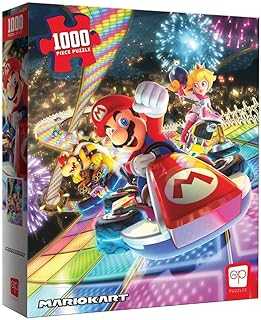 Mario Kart “Rainbow Road” 1,000 Piece Jigsaw Puzzle | Collectible Super Mario Puzzle Artwork Featuring Mario, Princess Peach, and Bowser | Officially-Licensed Nintendo Puzzle & Merchandise