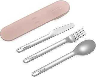 Stainless Travel Utensil Set - Reusable 3-Piece Silverware Set with Carrying Case, High-Grade Premium Steel, BPA-Free Case, Eco-Friendly - Ideal for Travel, Camping, and Office Use (Rose)