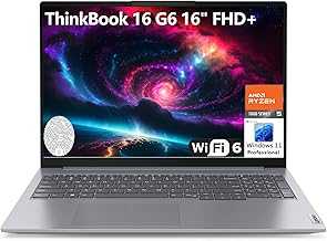 ThinkBook 16 G6 16" FHD+ Laptop Computer, Hexa-Core AMD Ryzen 5 7430U (Beat i7-1355U), 16GB DDR4 RAM, 512GB PCIe SSD, WiFi 6, Bluetooth 5.3, Fingerprint Reader, Windows 11 Pro, AZ-XUT