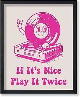 If It's Nice Play It Twice Poster - Retro Record Player Print - Turntable Art - Music Art - Pink Preppy Art - Trendy Art - Living Room or Music Room Wall Decor - 8x10 UNFRAMED Wall Art