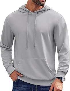 Mens Hoodies Pullover Long Sleeve Casual Fashion Sweatshirts Drawstring Gym Hooded Shirt with Kanga Pocket