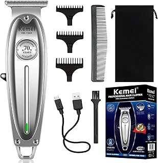 1949 Trimmer Professional Hair Clippers for Men Zero Gap Electric Cordless Beard/Hair Trimmer Rechargeable T-Blade Haircut Machine for Stylists and Barbers Grooming Kit, Silver