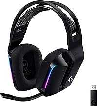 Logitech G733 Lightspeed Wireless Gaming Headset with Suspension Headband, Lightsync RGB, Blue VO!CE mic technology and PRO-G audio drivers - Black