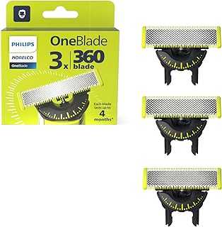 Philips Norelco OneBlade 360 Blades, Genuine Replacement Blades for OneBlade Electric Shaver and Trimmer, Durable Stainless Steel, Trim, Edge and Shave, 3 Pack, QP430/80