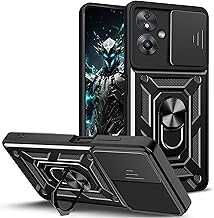 CSmall for Oppo A79 5G Case with Slide Camera Cover for Men, Military Grade Drop Proof Phone Cover with Rotate Ring Kickstand Lens Protection Case for Oppo A79 5G SJ Black