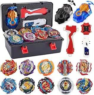 Bey Battle Burst Gyro Blade Toy Set Great Present for Kids Children Boys Ages 6 8 10 12+ Metal Fusion Attack Top Battling Game 10 Spinning Tops 2 Two-Way Launcher 2 Handles