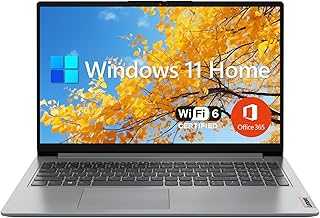 IdeaPad 1 Student Laptop, 15.6" FHD Display, Intel Dual Core Processor, 12GB RAM, 512GB SSD + 128GB eMMC, 1 Year Office 365, Wi-Fi 6, Webcam, Bluetooth, SD Card Reader, Windows 11 Home, Grey