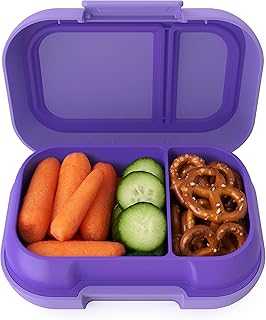 Kids Snack - 2 Compartment Leak-Proof Bento-Style Food Storage for Snacks and Small Meals, Easy-Open Latch, Dishwasher Safe, and BPA-Free - Ideal for Ages 3+ (Purple)