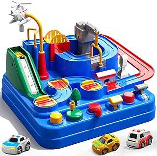 Kids Race Tracks Toys for Boy, Cars Adventures Toys for 3 4 5 6 7 Years Old Boys Girls, Puzzle Rail Car, City Magnet Playsets Toys 3 Little Cars, Preschool Educational Car Games Gifts Toys