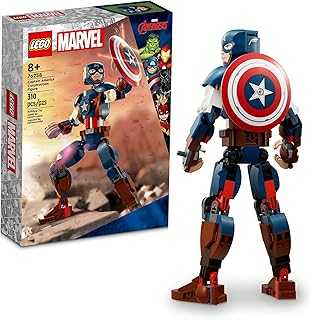 Marvel Captain America Construction Figure 76258 Buildable Marvel Action Figure, Posable Marvel Collectible with Attachable Shield for Play and Display, Avengers Toy for Boys and Girls Ages 8-12