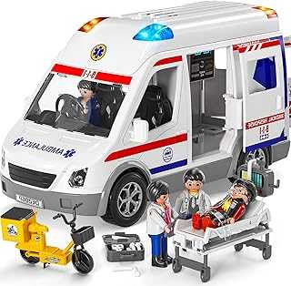 Ambulance Toy for Kids 3 4 5 6 7 8 Years Old Friction Powered Truck with Light and Sound Emergency Vehicle Toys for Boys Girls Gifts for Age 3-12 Boys Girls