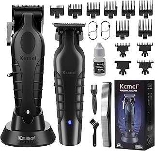 Professional Hair Clipper and Hair Trimmer for Men, Cord/Cordless Hair Cutting Kits, Zero Gapped Beard Trimmers, T Blade Barber Clippers with USB Rechargeable, KM-2299, KM-2296