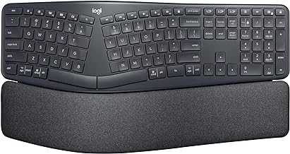 ERGO K860 Wireless Ergonomic Qwerty Keyboard - Split Keyboard, Wrist Rest, Natural Typing, Stain-Resistant Fabric, Bluetooth and USB Connectivity, Compatible with Windows/Mac,Black