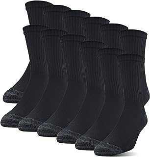 Men's Polyester Half Cushion Mid-Crew Socks, 12-pack