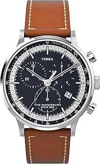 Men's Waterbury Classic Chrono 40mm Stainless Steel Quartz Dress Watch with Leather Strap