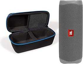 Flip 5 Waterproof Portable Wireless Bluetooth Speaker Bundle with divvi! Protective Hardshell Case - Gray