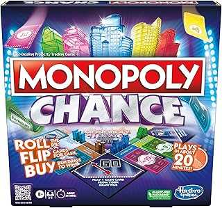 Monopoly Chance Board Game for Adults and Kids | Fast-Paced Family Party Game | Ages 8+ | 2-4 Players | 20 Mins. Average (Amazon Exclusive)