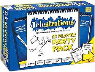 Telestrations Party Pack 12 Player | 600 New Phrases to Sketch | Board Game | A Fun Family Game for Kids and Adults | Family Game Night Just Got Better | Telephone Game Sketched Out, Multi-colored