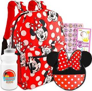 Minnie Mouse Large Travel Backpack & Lunch Bag For Girls Set - Bundle with Polka Dot Minnie Travel Backpack, Minnie Lunch Bag & More | Minnie Travel Set For Kids