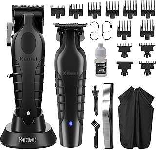 Hair Clippers and Trimmers Set Professional, Barber Clippers for Hair Cutting, Rechargeable Electric Trimmers for Men, T-Blade Grooming Kit with 11 Guide Combs for Family