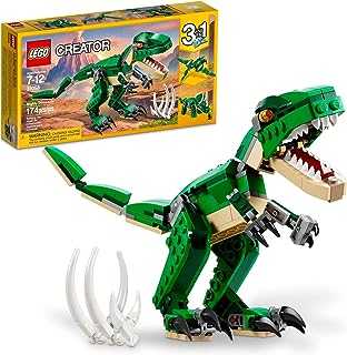 Creator 3 in 1 Mighty Dinosaur Toy, Transforms from T. rex to Triceratops to Pterodactyl Dinosaur Figures, Great Gift for 7-12 Year Old Boys & Girls, 31058