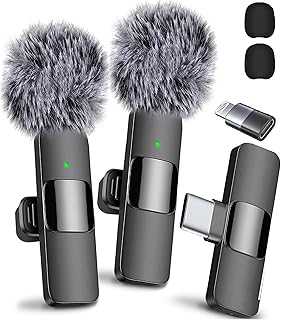 Mini Mic Pro Wireless Microphone for iPhone, iPad, Android, Lavalier Microphone for Video Recording - 2 Pack iPhone Mic Crystal Clear Recording with USB-C for Podcast Microphone, ASMR, TikTok