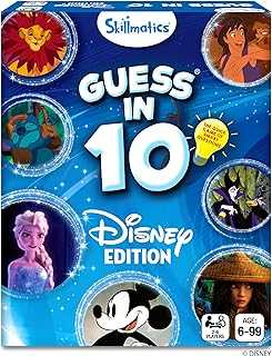 Collectible Card Game - Guess in 10 Disney, Perfect for Girls, Boys, Kids, Teens, Adults Who Love Board Games, Cinderella, Mickey Mouse, Moana, Gifts for Ages 6, 7, 8, 9 and Up