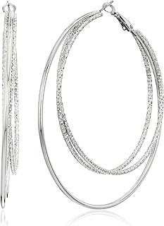 Smooth and Textured Wire Silver Hoop Earrings