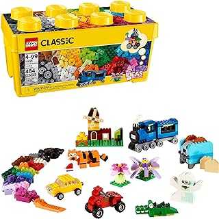 Classic Medium Creative Brick Box 10696 Building Toy Set - Featuring Storage, Includes Train, Car, and a Tiger Figure, and Playset for Kids, Boys, and Girls Ages 4-99