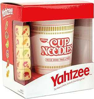 YAHTZEE Cup Noodles | Collectible Yahtzee Game Made to Look Like Iconic Ramen Meal with Custom Dice | Travel Yahtzee Game & Dice Game