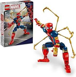 Marvel Iron Spider-Man Construction Figure, Super Hero Marvel Toy for Kids, Posable Spider-Man Action Figure with Armor, Buildable Toy Model, Gift for Boys and Girls Ages 8 and Up, 76298