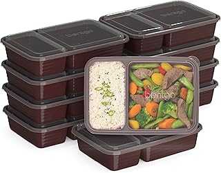 20-Piece Lightweight, Durable, Reusable BPA-Free 2-Compartment Containers - Microwave, Freezer, Dishwasher Safe - Burgundy