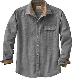 Men's Buck Camp Flannel, Long Sleeve Plaid Button Down Casual Shirt, Corduroy Cuffs