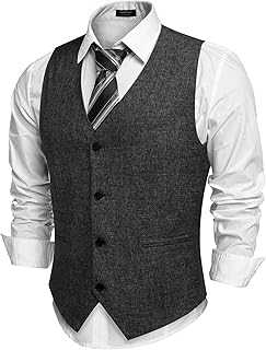 Men's Casual Business Vests Lightweight Waistcoat Slim Fit Suit Vest