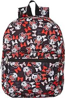 Disney Minnie Mouse Backpack for Kids and Adults, 16 inch, Red and Black