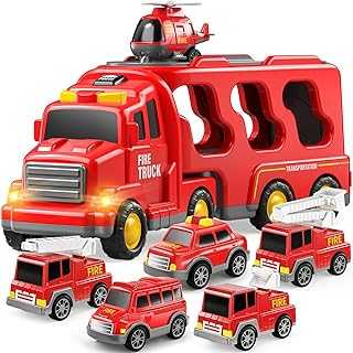 Toddler Truck Boy Toys for Kids 3-5 Years - 7 Pack Friction Power Vehicle Car Toy for Toddlers 1-3, Carrier Truck Toys for 3 4 5 6 Years Old Boys Girl, Christmas Birthday Gifts for Age 3-9